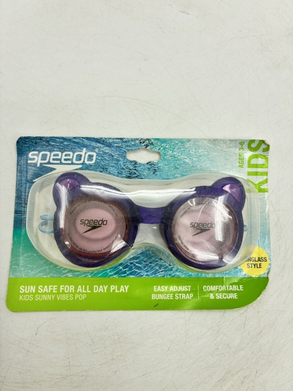 Speedo Kids Sunny Vibes Pop Swim Goggles Ages 3-6 Purple Sunglass Style New